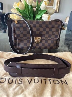 Louis Vuitton Damier Ebene Ravello GM cross body Bag with Gold Hardware